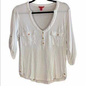 Guess White 3/4 Sleeve Shirt